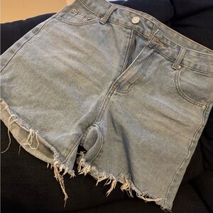 SHEIN Light Blue Distressed Jean Shorts